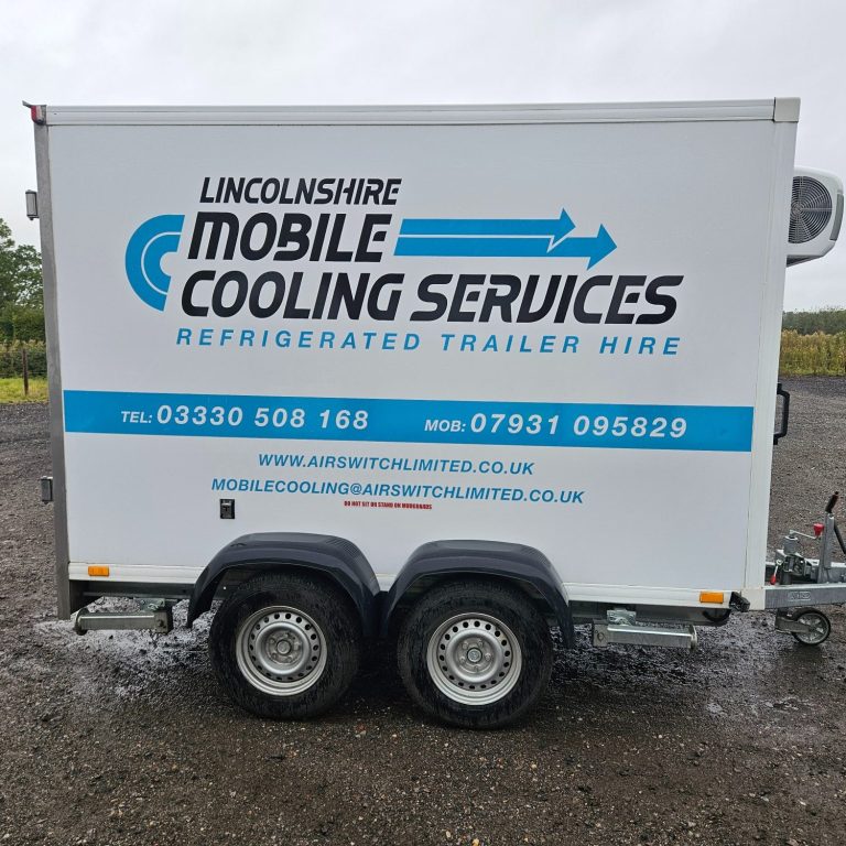 Refrigerated trailer from Lincolnshire Mobile Cooling Services for hire.