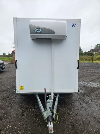 View of refigerated trailer towing end